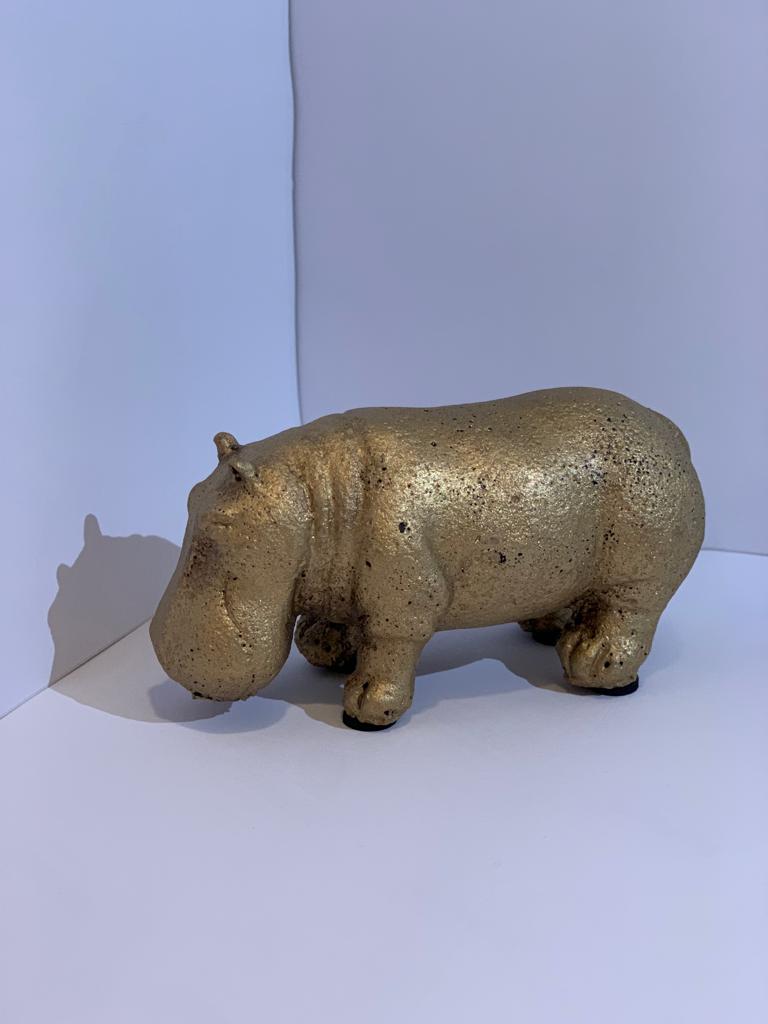 Hippo decoratie goud klein